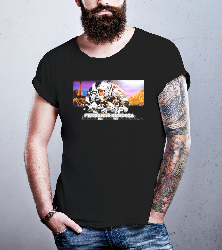 Fernando Mendoza Raiders Las Vegas Lights Casino Dice Football Draft T-Shirt
