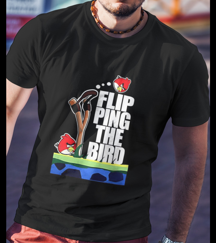Flipping The Bird Angry Slingshot Birds T-Shirt