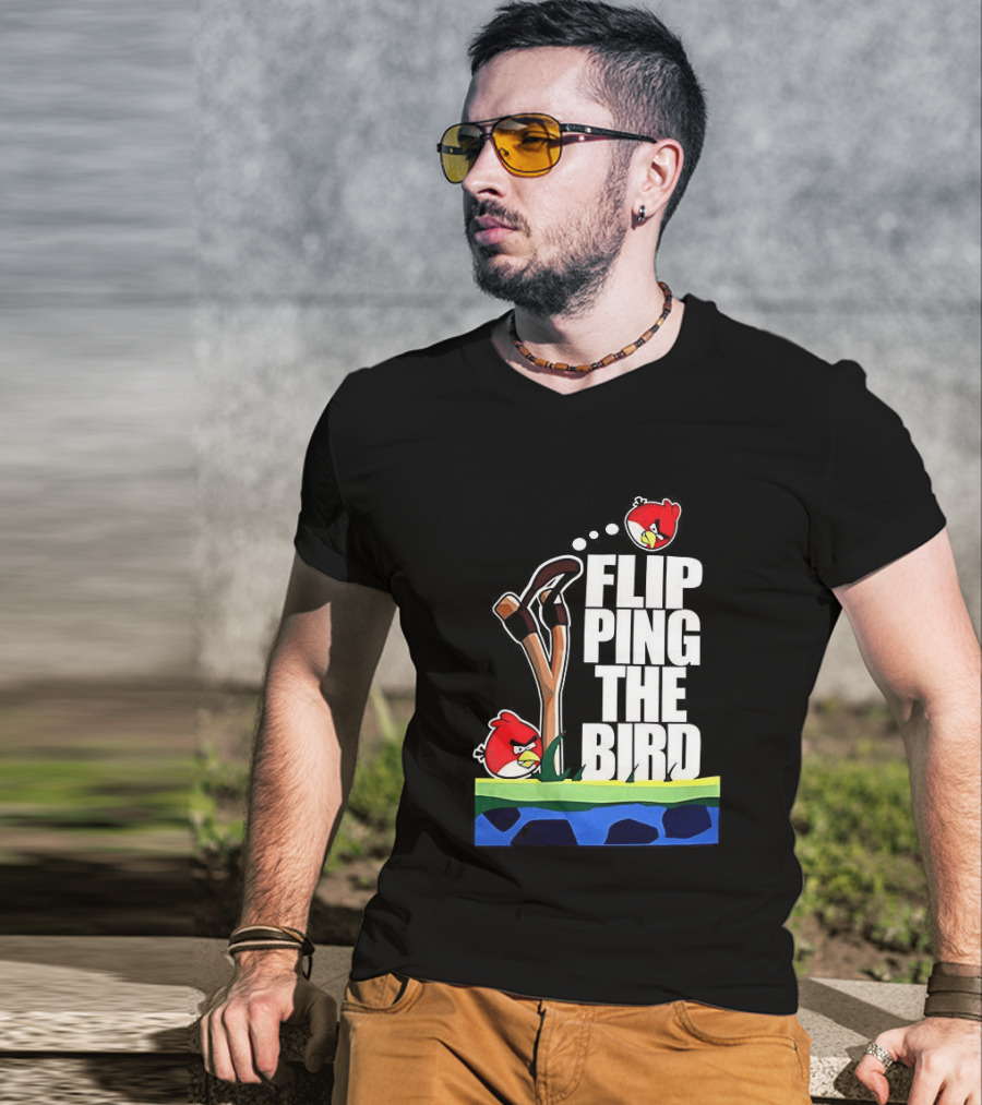 Flipping The Bird Angry Slingshot Birds T-Shirt