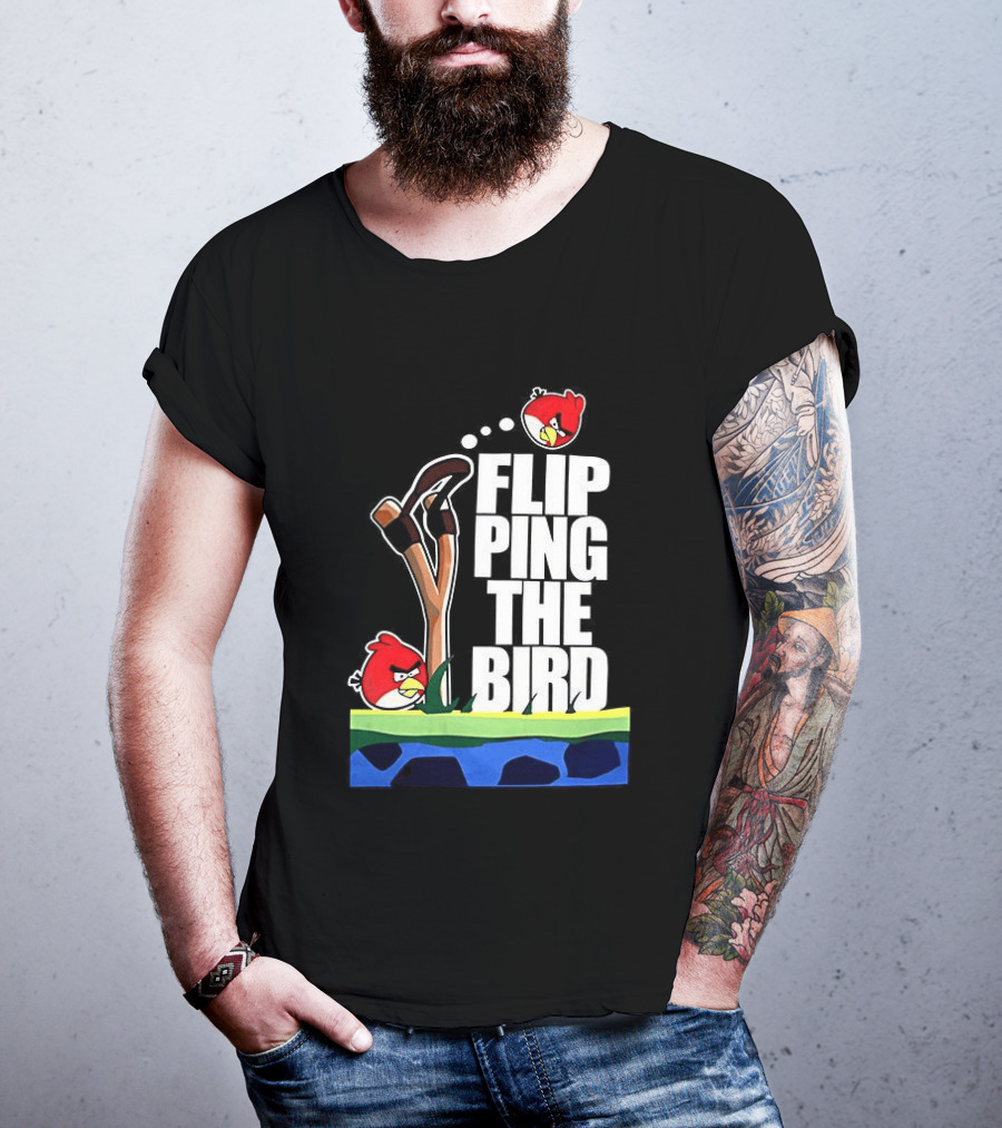 Flipping The Bird Angry Slingshot Birds T-Shirt