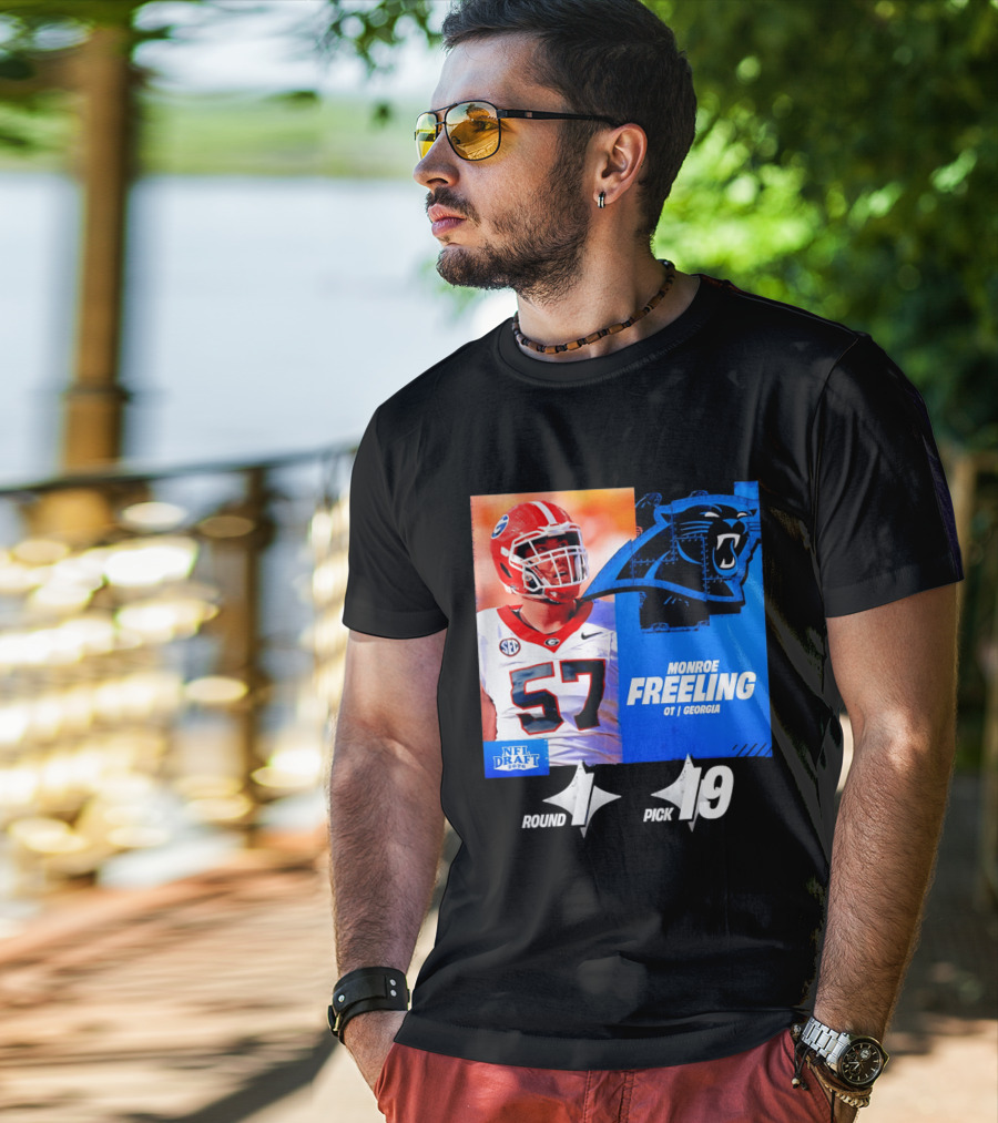 Monroe Freeling Georgia OT Round 1 Pick 19 Carolina Panthers 2026 NFL Draft T-Shirt
