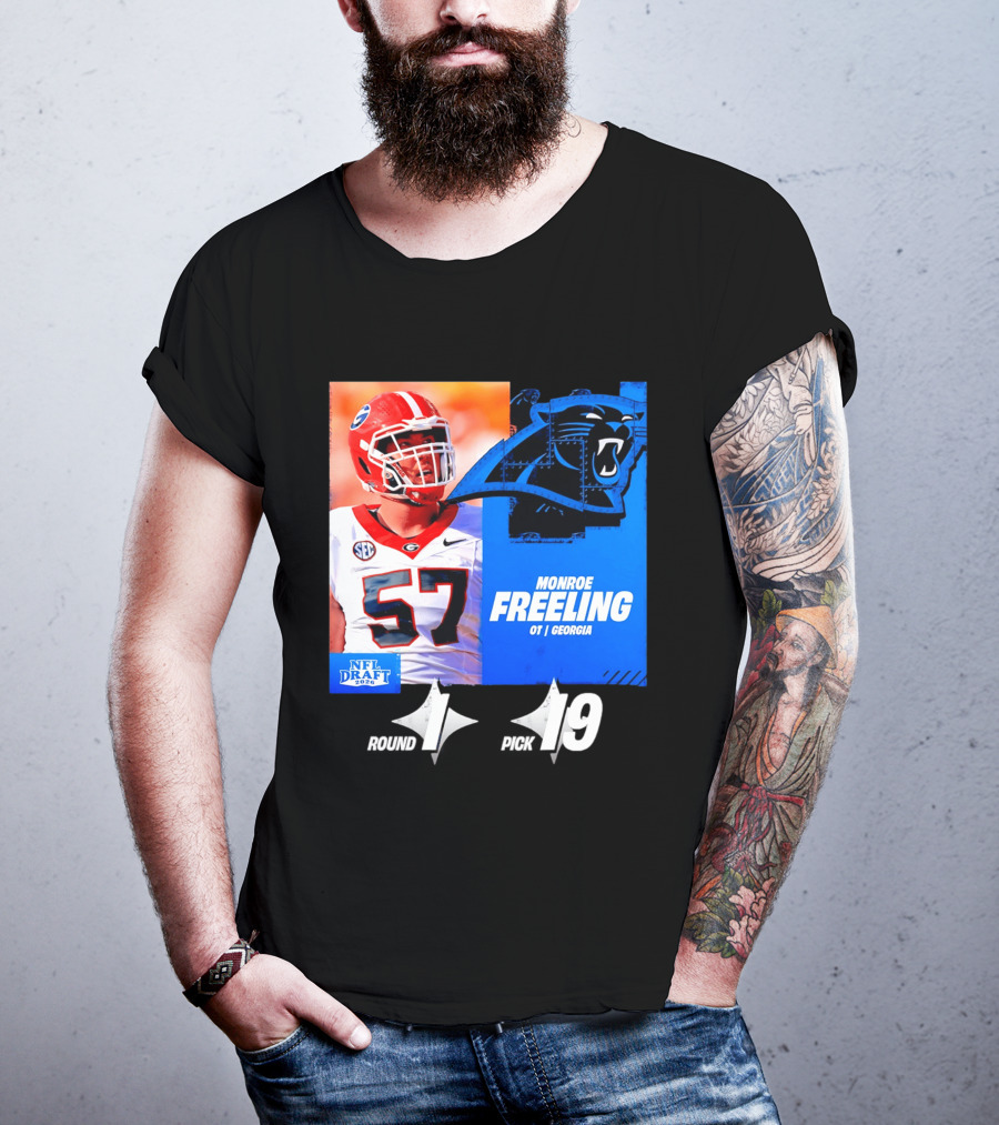 Monroe Freeling Georgia OT Round 1 Pick 19 Carolina Panthers 2026 NFL Draft T-Shirt