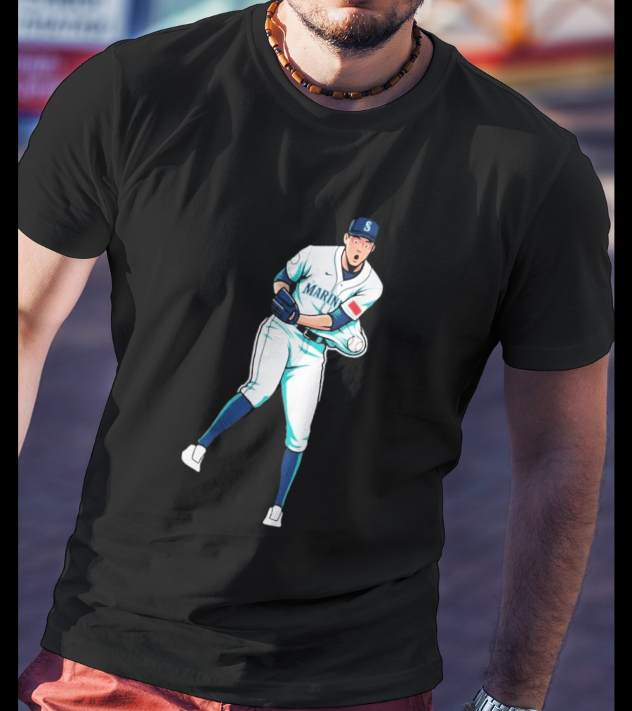 Mariners Gogan Gilbert Baseball Pitcher Action Scene T-Shirt