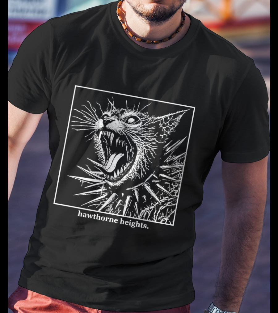 Hawthorne Heights Goth Cat Feline Roar Spikes T-Shirt