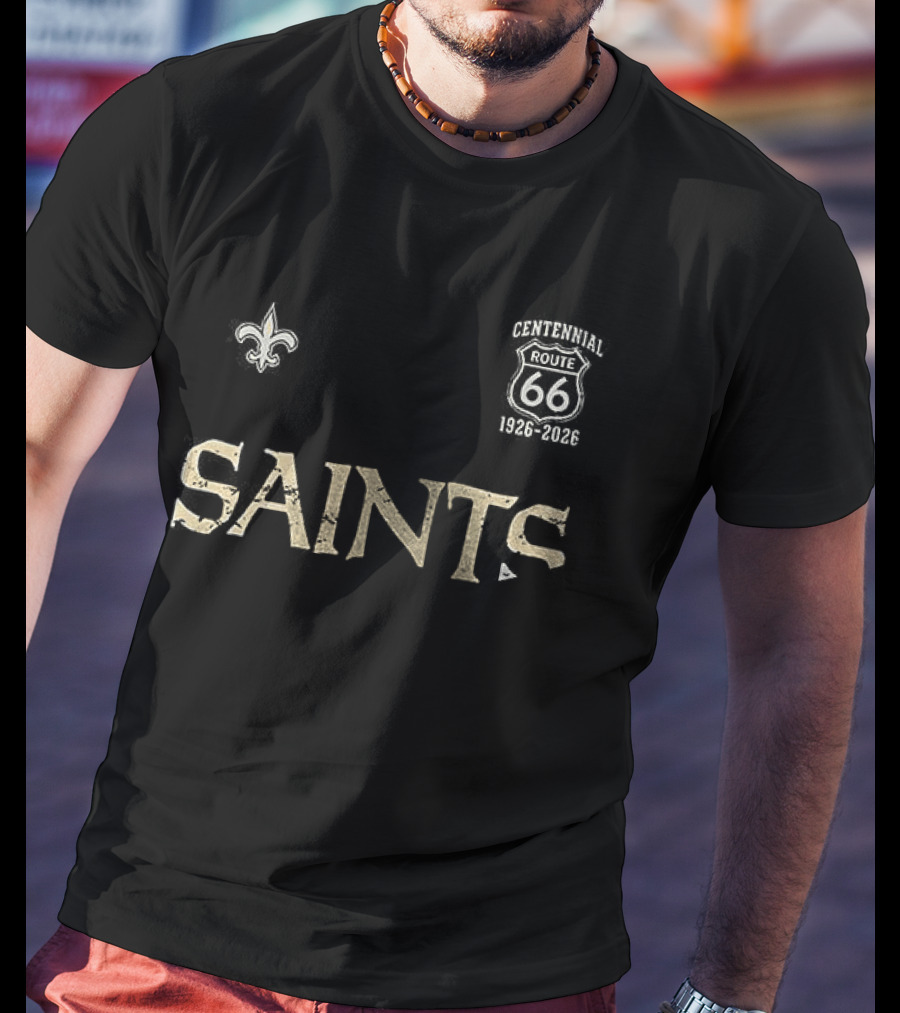 New Orleans Saints Route 66 Centennial 100th Anniversary Fleur De Lis T-Shirt