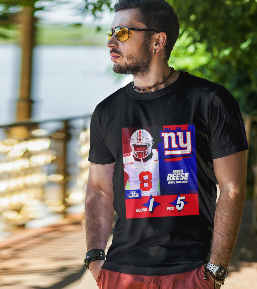 New York Giants NFL Draft 2026 Arvell Reese Ohio State Round 1 Pick 5 T-Shirt