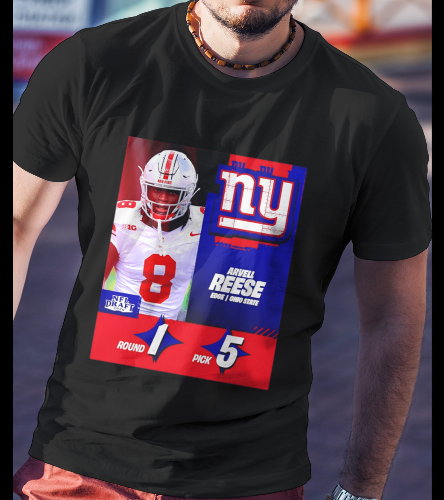 New York Giants NFL Draft 2026 Arvell Reese Ohio State Round 1 Pick 5 T-Shirt