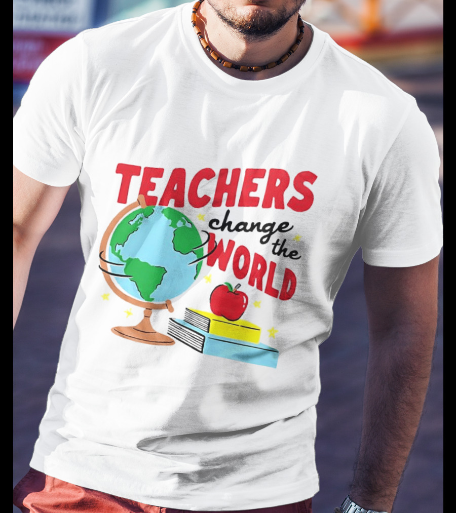Teachers Change The World Globe Book Apple T-Shirt