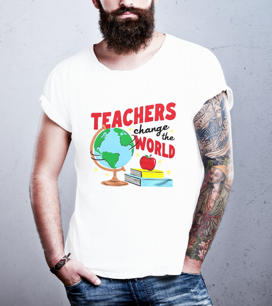 Teachers Change The World Globe Book Apple T-Shirt