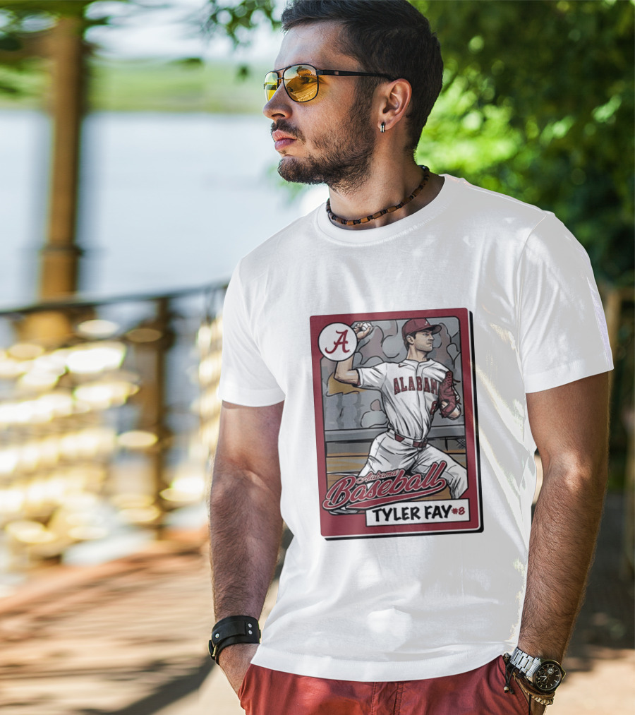 Alabama Crimson Tide Baseball Tyler Fay #8 Cartoon Card T-Shirt
