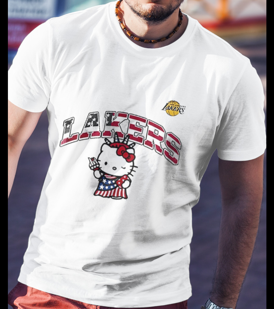 Los Angeles Lakers Hello Kitty Independence Day 1776 Celebration T-Shirt