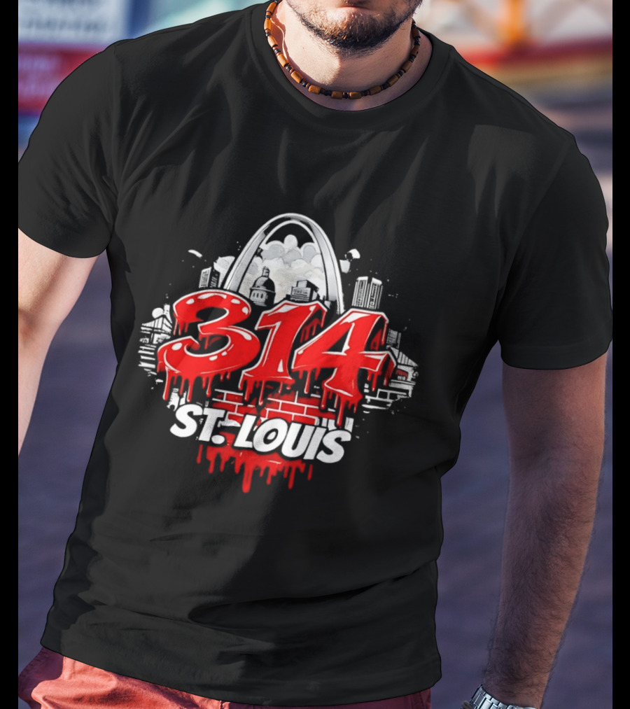 314 St Louis Blood Melting Skyline Arch Brick Wall T-Shirt