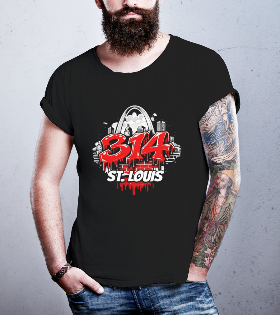 314 St Louis Blood Melting Skyline Arch Brick Wall T-Shirt