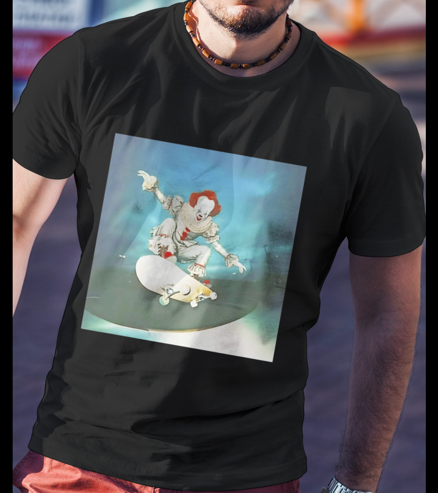 Pennywise Skateboard Night Scene Iconic Clown Performing Skateboarding Trick T-Shirt