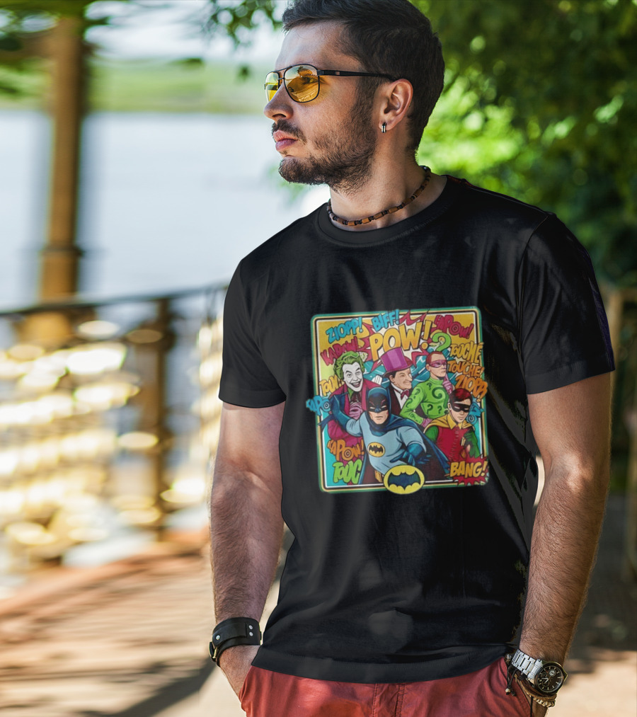 Batman Holy 50 Years POW BANG Joker Riddler Robin Comic T-Shirt