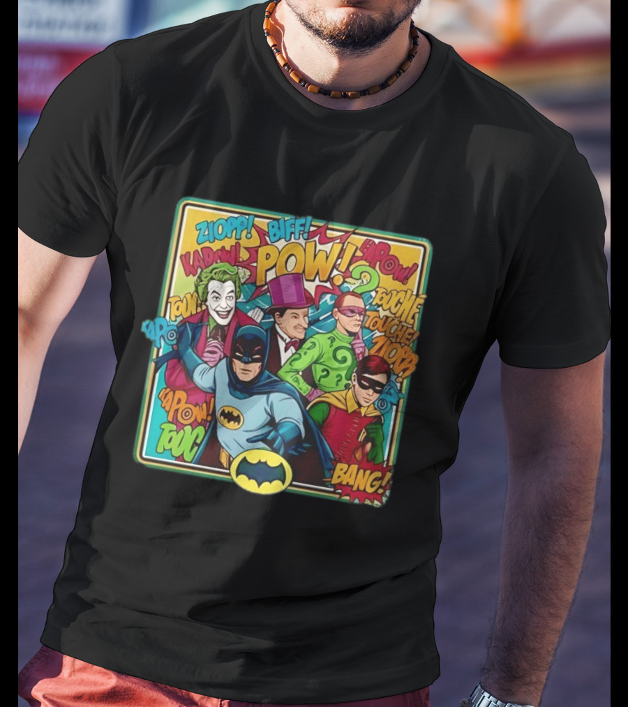 Batman Holy 50 Years POW BANG Joker Riddler Robin Comic T-Shirt