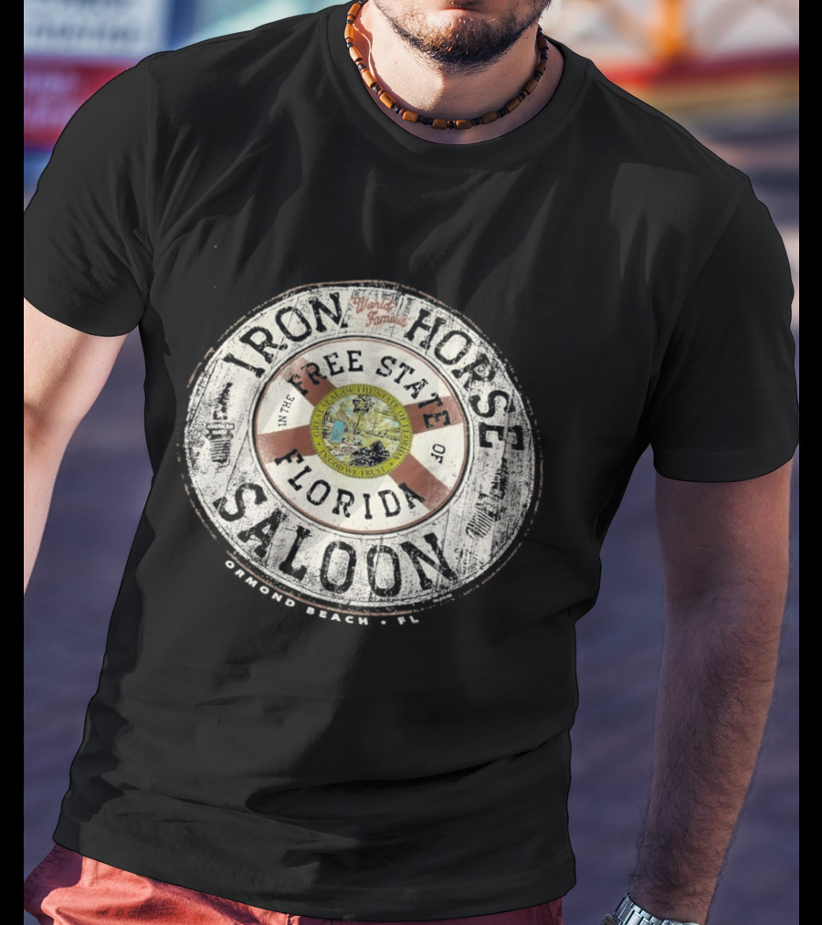 World Famous Iron Horse Saloon Free State Florida Flag T-Shirt