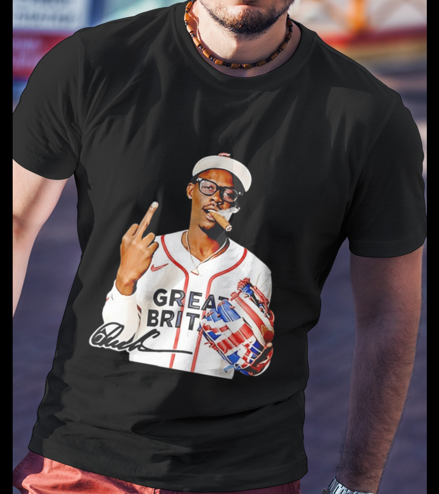Jazz Chisholm Jr Great Britain Jersey Smoking Middle Finger Signature T-Shirt