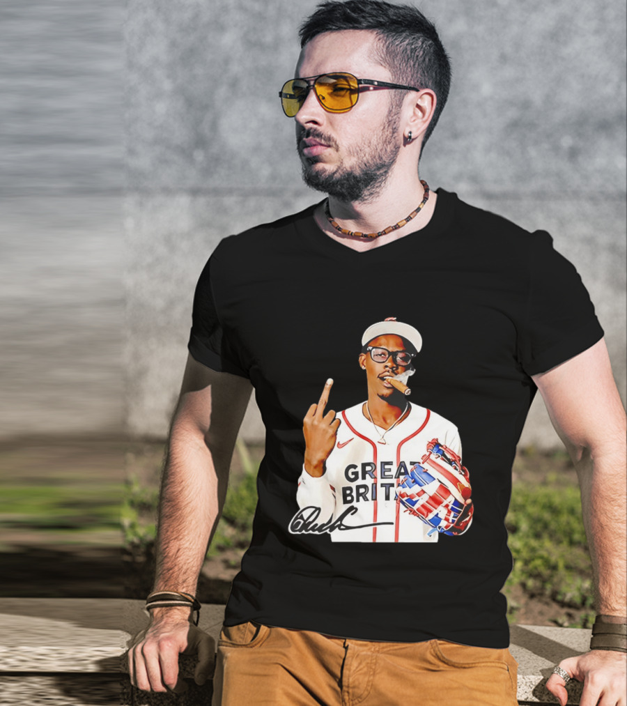 Jazz Chisholm Jr Great Britain Jersey Smoking Middle Finger Signature T-Shirt