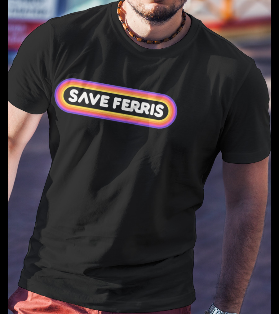 Save Ferris Retro Rainbow T-Shirt
