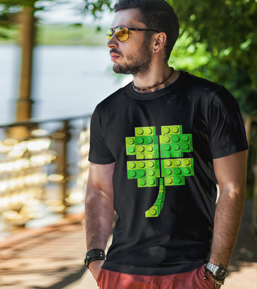 Shamrock Building Blocks Clover St Patrick's Day T-Shirt