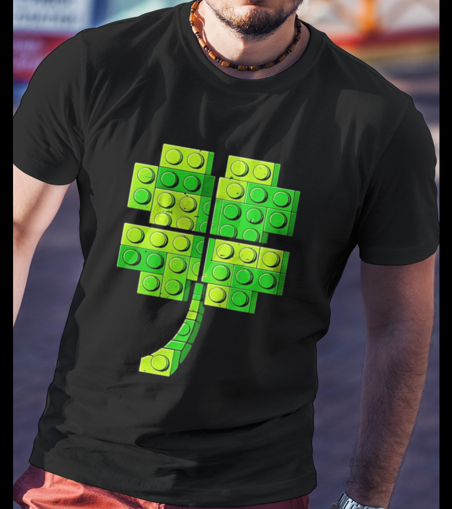 Shamrock Building Blocks Clover St Patrick's Day T-Shirt