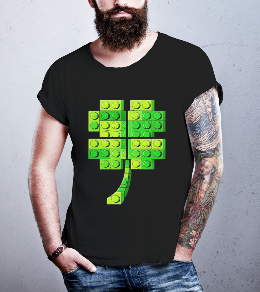 Shamrock Building Blocks Clover St Patrick's Day T-Shirt