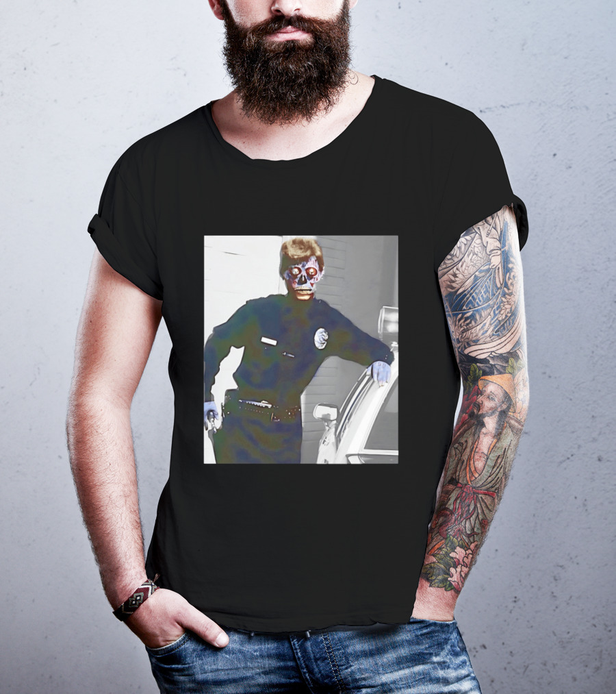 Skeleton Alien Cop They Live 80s Movie Police T-Shirt