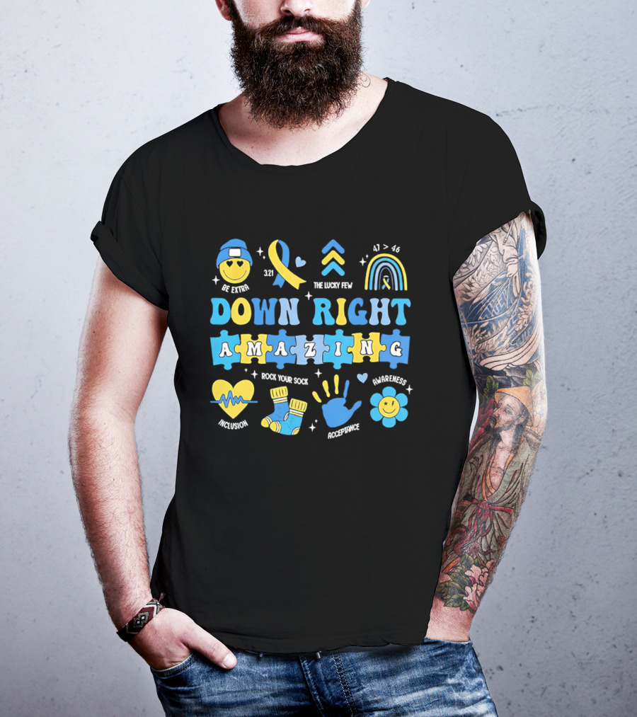 Down Right Amazing Awareness Be Extra The Lucky Few 321 Rock Your Sock T-Shirt