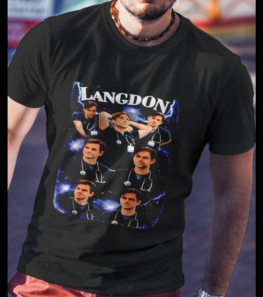 Langdon Medical Professional Blue Lightning Collage T-Shirt