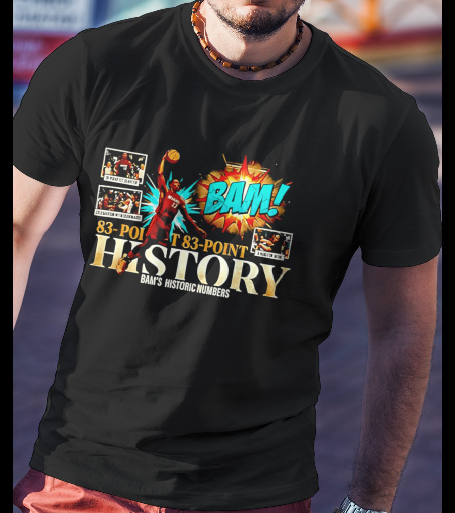 Miami Heat Bam Adebayo 83 Point History Bam's Historic Dunkers Comic T-Shirt