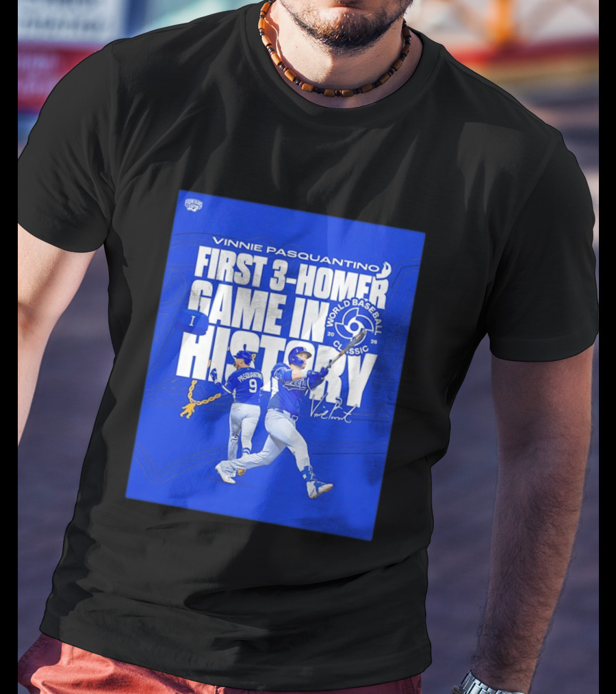 Vinnie Pasquantino First 3 Homer Game World Baseball Classic 2026 History T-Shirt
