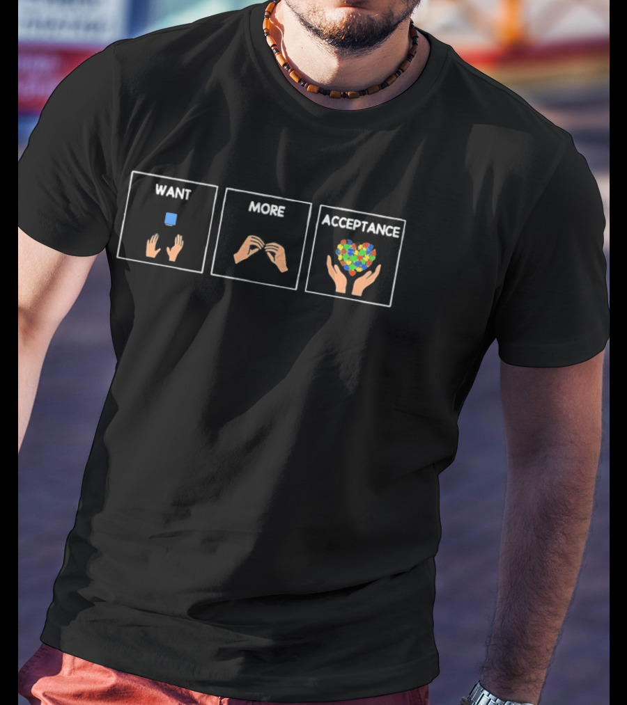 Accept Understand Love Hands Sign With Cube And Puzzle Heart T-Shirt