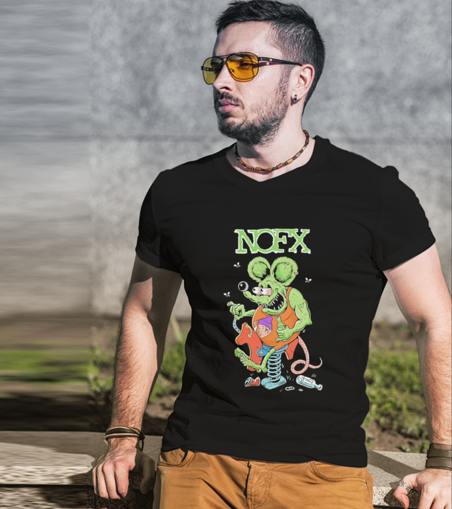 NOFX Wind Up Mouse Rat Fink Green Monster T-Shirt