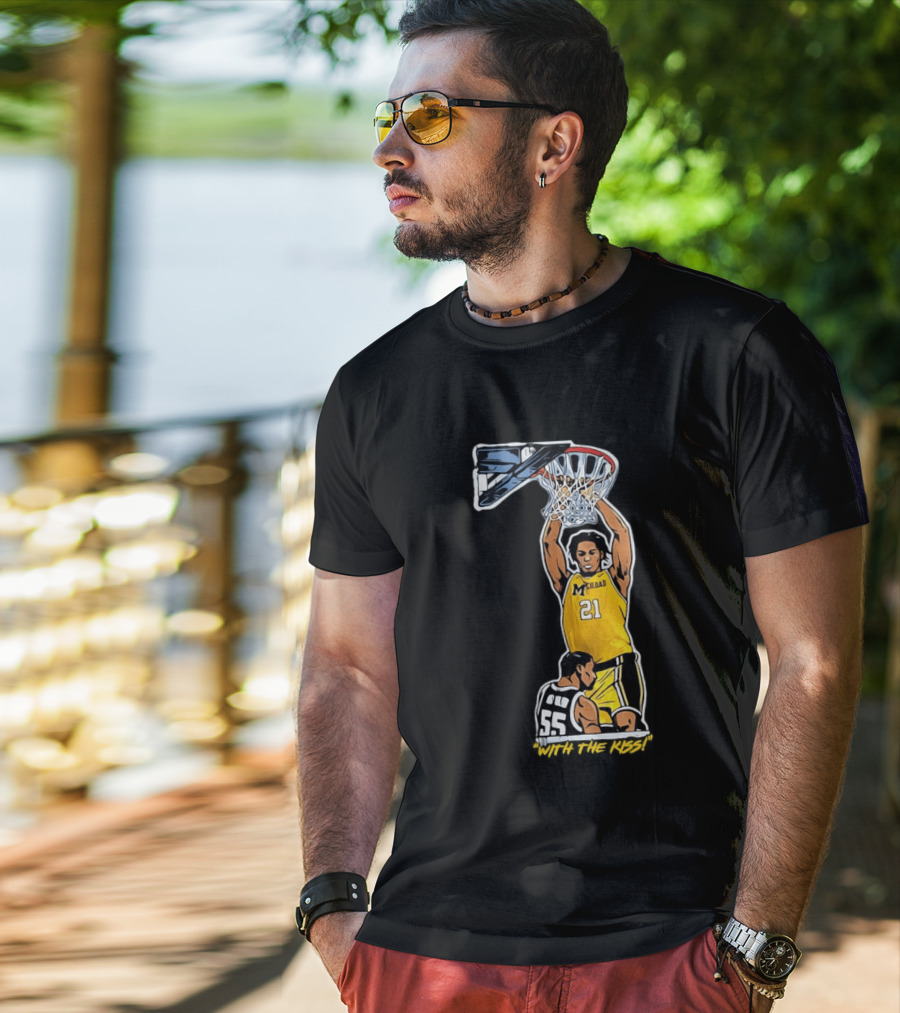 With The Kiss Morez Johnson MT Yellow Dunk Michigan Wolverines T-Shirt