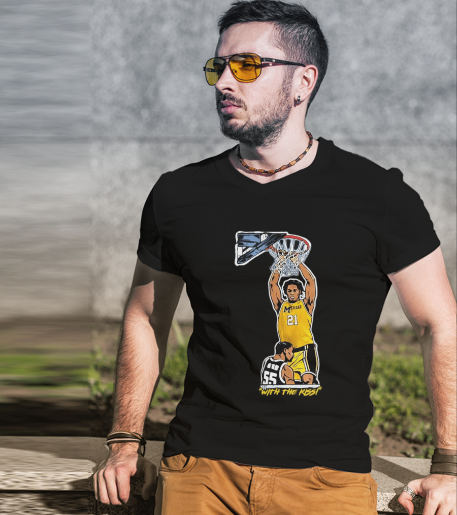 With The Kiss Morez Johnson MT Yellow Dunk Michigan Wolverines T-Shirt