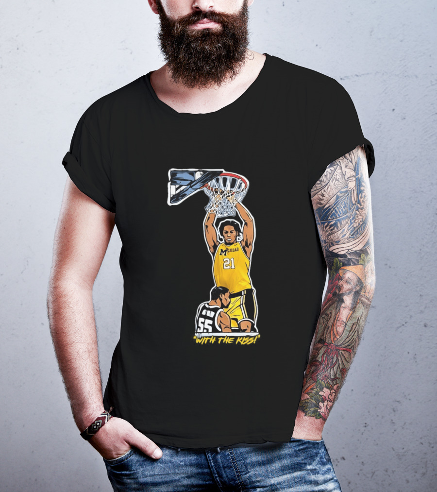 With The Kiss Morez Johnson MT Yellow Dunk Michigan Wolverines T-Shirt