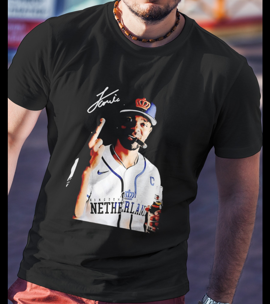 Xander Bogaerts Netherlands Baseball Smoking Gesture Middle Finger T-Shirt