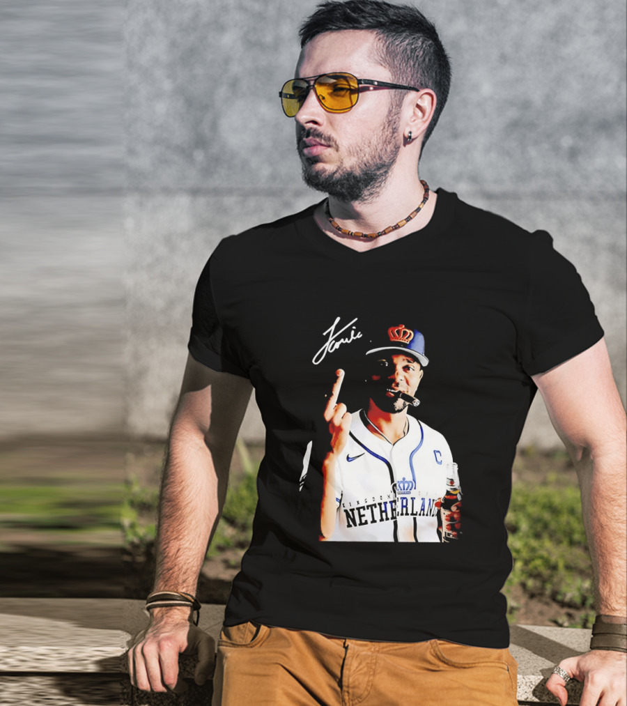 Xander Bogaerts Netherlands Baseball Smoking Gesture Middle Finger T-Shirt