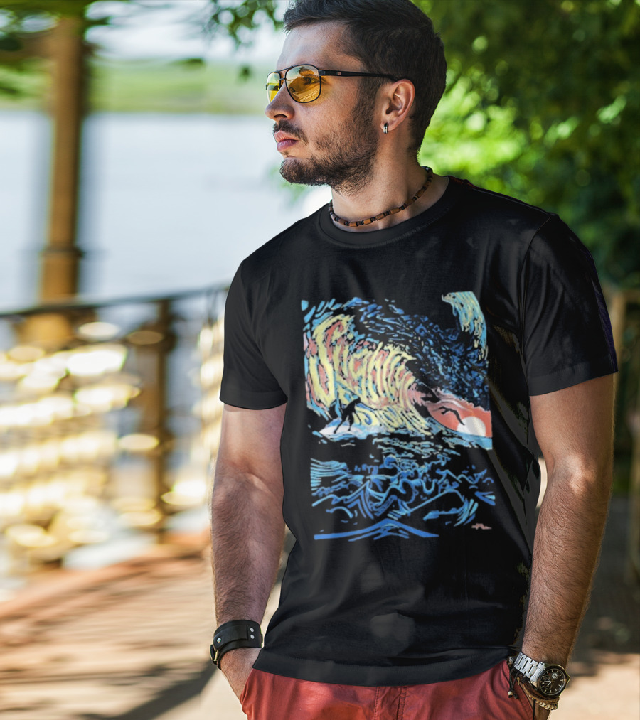 Slightly Stoopid Alders Surf Wave Sunset Sailboat Ocean Surfing T-Shirt