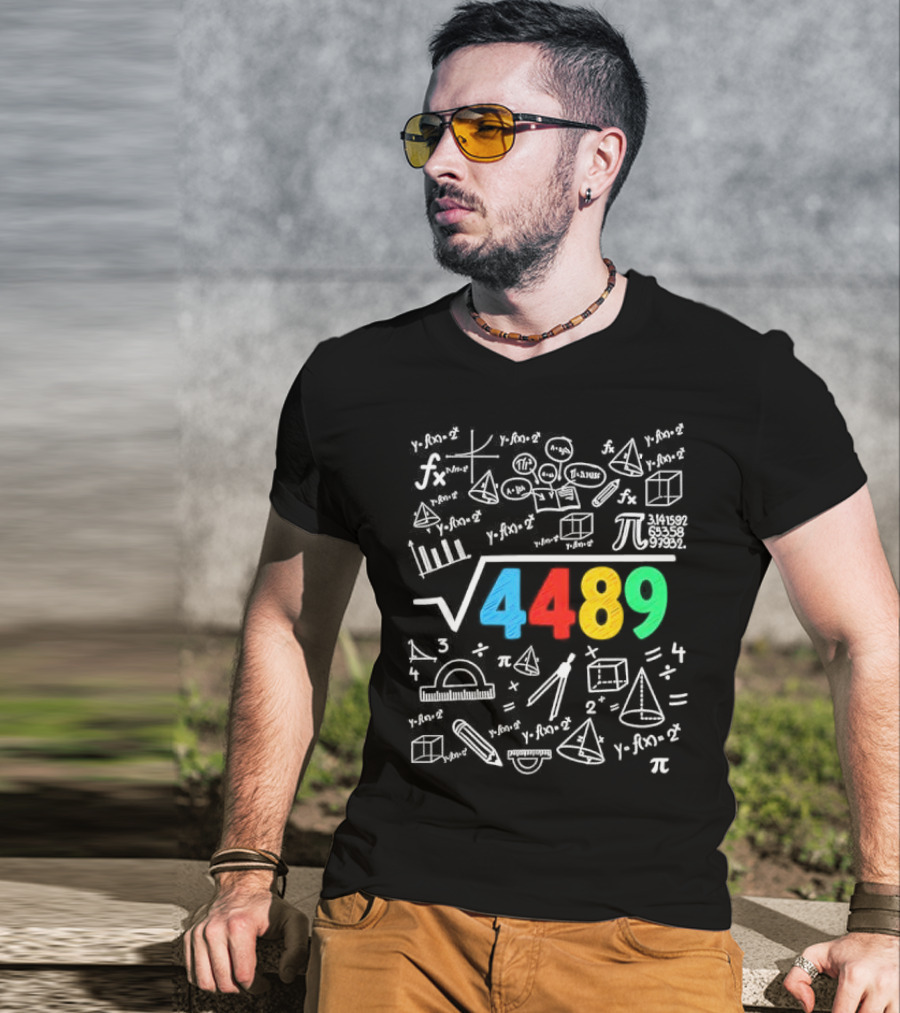Square Root 4489 Chalkboard Math 67 Math Teacher Slang T-Shirt