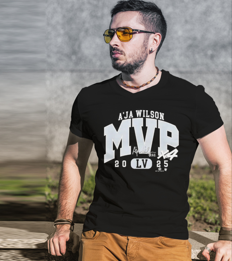 A'ja Wilson MVP 2025 LV Basketball Signature T-Shirt