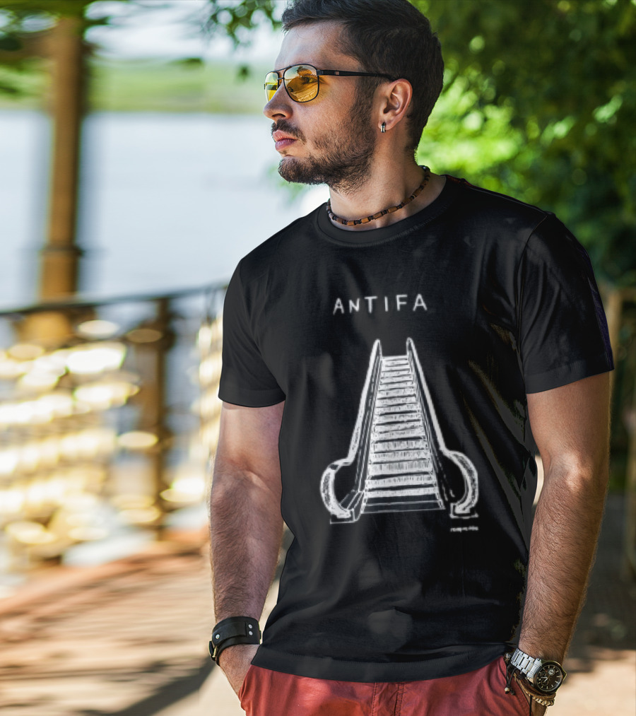 ANTIFA Escalator Stairs With Symbolic Message T-Shirt