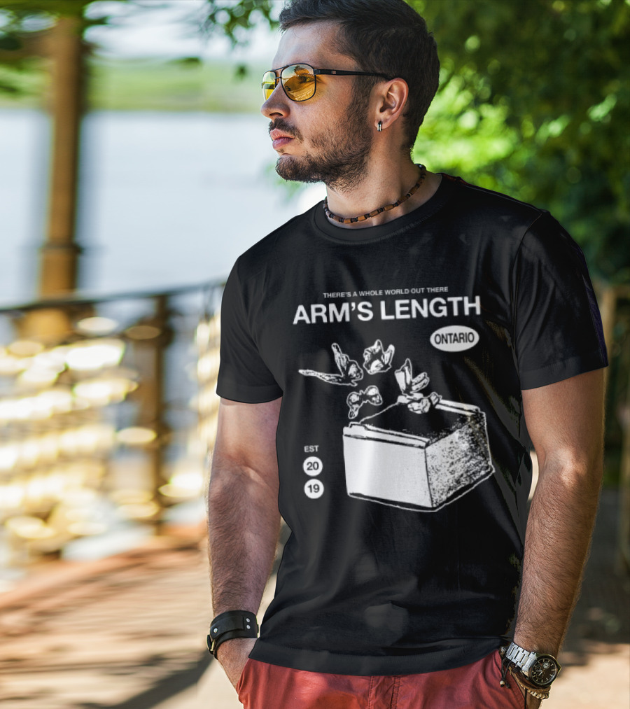 Arm's Length There's A Whole World Out There Butterfly Cube Art Set 1 T-Shirt