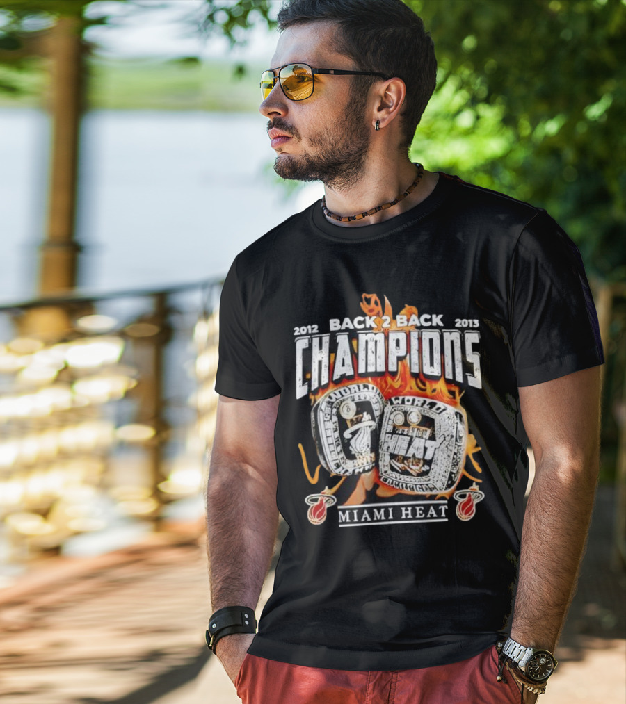 2012 2013 Back 2 Back Champions Miami Heat Rings T-Shirt