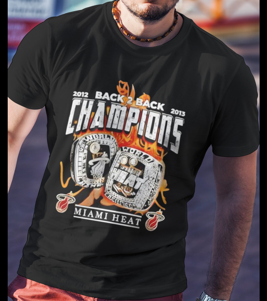 2012 2013 Back 2 Back Champions Miami Heat Rings T-Shirt