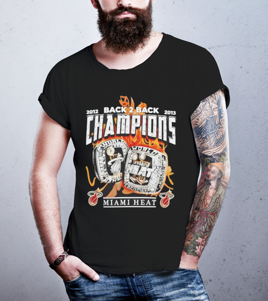 2012 2013 Back 2 Back Champions Miami Heat Rings T-Shirt