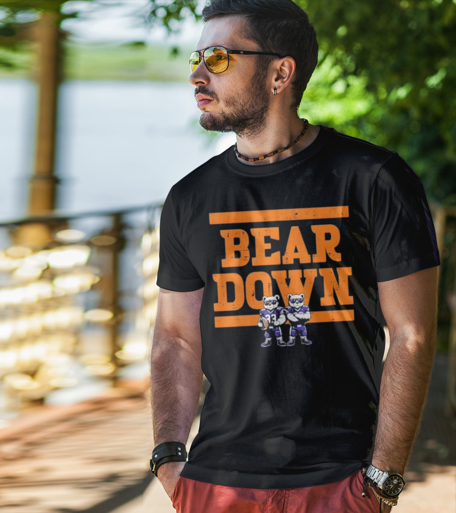 Bear Down Bears Football Blue And Orange Team Spirit T-Shirt