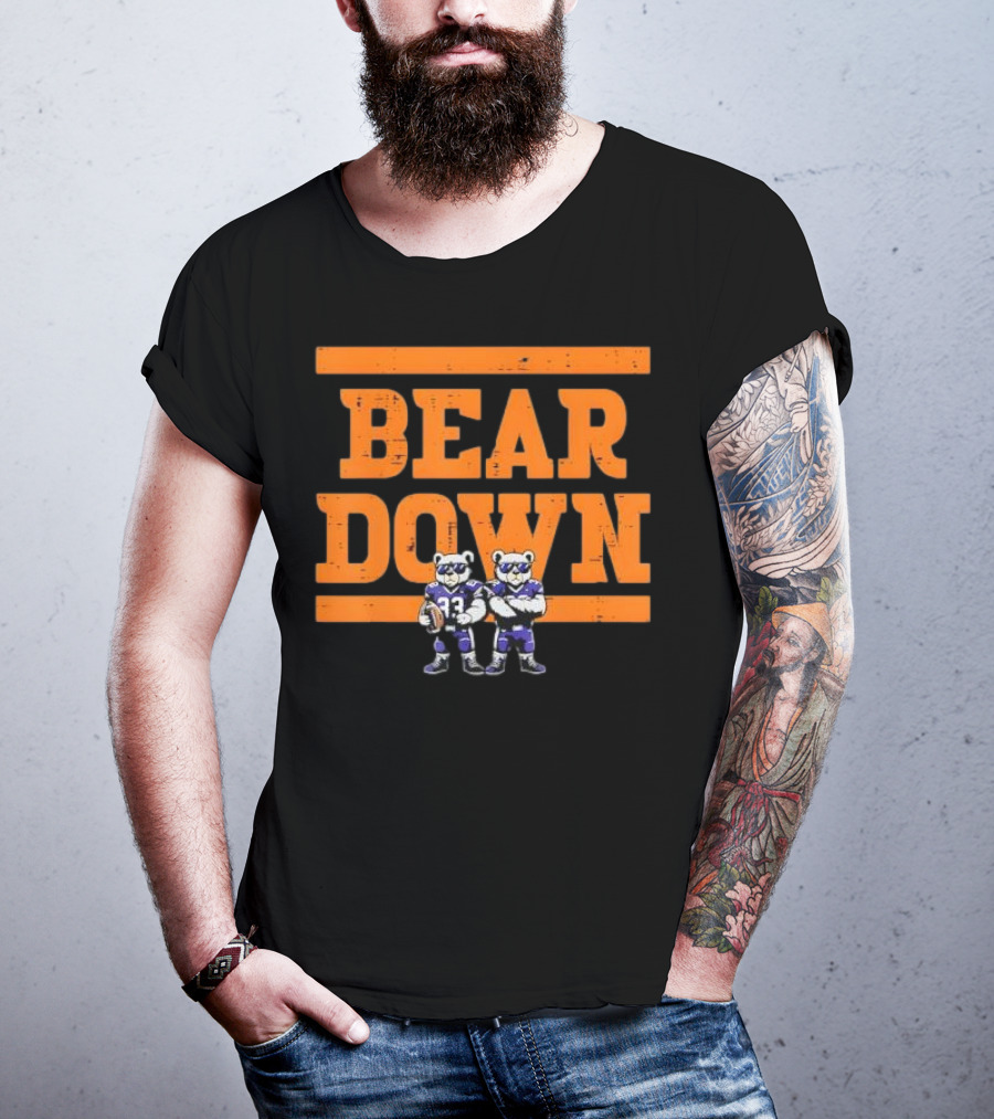 Bear Down Bears Football Blue And Orange Team Spirit T-Shirt