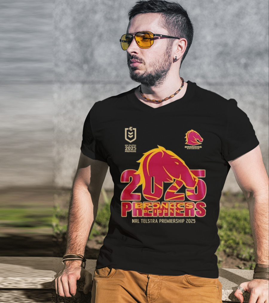 2025 Brisbane Broncos NRL Telstra Premiership Champions Premiers T-Shirt